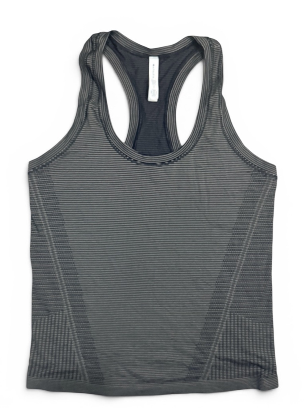 ATHLETA Momentum Seamless Ribbed Racerback Tank Black Stripe Size Large